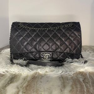 Chanel Easy Flap Bag Quilted Caviar Jumbo